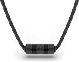 SERASAR Lederen Halsband Man [Solid] - Zwart 60cm - Cadeau voor Hem