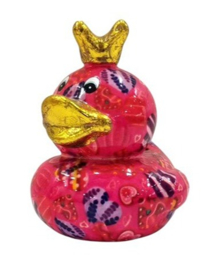 Pomme Pidou - Ducky Duck  - Magical  Pink Hearts In Love - Small - 8,2x6,8x13 CM -  (Keramiek)
