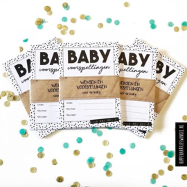 Hippe Kaartjes - Hippe kaartjes babyshower invulkaartjes zwart/wit 10 stuks babyshower invulkaartjes