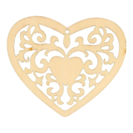 Houten ornament hart 7,8cm