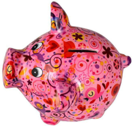 Pomme Pidou Varken Rosie - Spaarpot - Medium - Birds In Love Pastelpink
