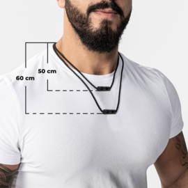 SERASAR Lederen Halsband Man [Solid] - Zwart 60cm - Cadeau voor Hem