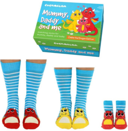 Oddie the Dragon papa, mama, baby sokken - Matching sokken voor Mummy, daddy and me - Draken editie