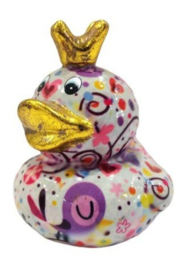 Pomme Pidou - Ducky Duck  -  Wit met hartjes - Small - 8,2x6,8x13 CM -  (Keramiek)