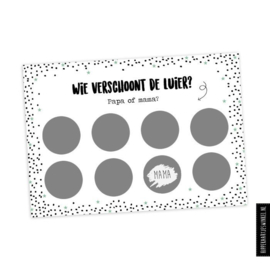 Hippe Kaartjes - Kraskaart XL "Luier verschonen" Zilver