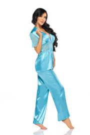 Elegante satijnen pyjama met kant - Beauty Night Missy, Turquoise