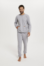 Italian Fashion | Fox | heren set | lange mouwen |  katoenen trainingspak voor heren | huispak | winter pyjama | grijze gemêleerde kleur