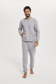 Katoenen trainingspak voor heren - Huispak voor heren - Winter heren pyjama - Italian Fashion Fox - grijs