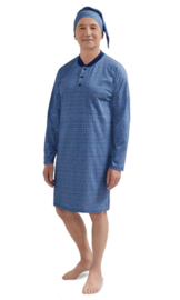 Martel Mikolaj  heren nachthemd met lange mouwen- 100% katoen - blauw