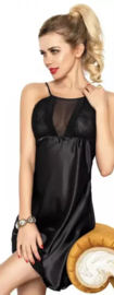 Hoogwardige satijn chemise zwart- Dorothy