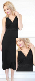 Panay lange zachte viscose slipdress zwart