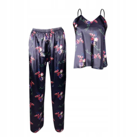Hoogwardige satijnen pyjama met bloemenprint - Prachtige pyama - DKaren -  Flowers