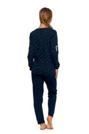 Damespyjama met lange mouwen - marineblauw