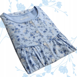 Martel-  Bogna nachthemd - lange mouwen- 100% katoen - blauw