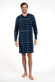 Comfortabel heren nachthemd van 100% katoen - marineblauw geruit nachthemd - Italian Fashion Jakub - marineblauw