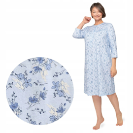 Martel-  Bogna nachthemd - lange mouwen- 100% katoen - blauw