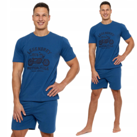 Herenpyjama korte mouwen- marineblauw- korting- sale