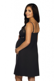 Lupoline zwangerschaps- en voedingsnachthemd met kant - zwart