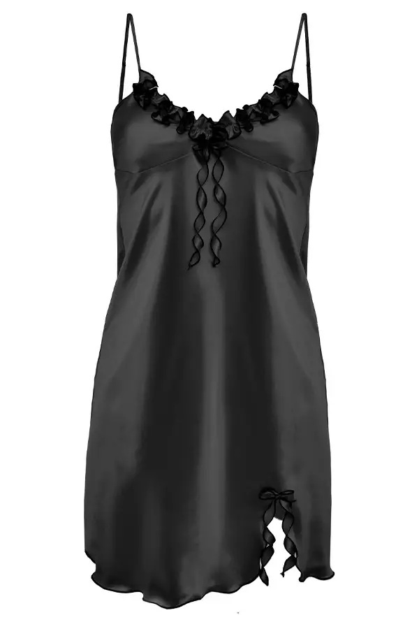 Hoogwardige satijn chemise zwart - Gabi