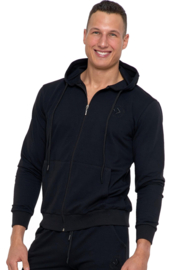 Heren Ritssluiting Sweatshirt Met Capuchon / Hoodie -Zwart- katoen- KORTING- SALE