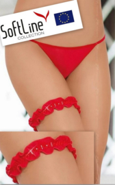 Elegante kousenband versierd met glimmende juwelen, rood