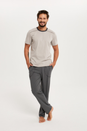 Italian Fashion |  Abel |   pyjama voor heren |  100% jersey katoen | beige-  grijs