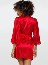 DKaren | Belinda | Rode Kimono Satijn | S- 2XL | uitlopende mouwen |