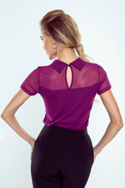 Eldar Edwina elegante damesblouse met kraag en transparante halslijn, paars