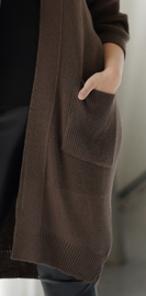 Gebreid Dames Vest  | chocolade kleur | One size |  Met steekzakken |