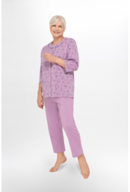 Martel Maria dames pyjama - lange mouwen- paars- 100 % katoen