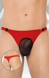 SoftLine Collection - Sexy transparente heren string met sluiting aan de zijkant rood