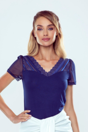 Eldar mooie kanten donkerblauw blouse- Elois