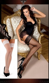 Studio Collants elegante hold-up kousen met kanten rant- wit