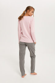 Italian Fashion Hoja dames pyjama- lange mouwen- roze/grijs