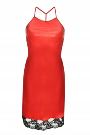 Kate hoogwardige satijn slipdress lichblauwe met zwart kant