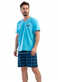 Katoen heren pyjama - blauw