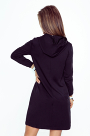 Modieus lang sweatvest met capuchon - katoenen sweatjurk met rits - Eldar Enia -  zwart