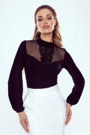 Francesca stijlvolle zwarte blouse voor dames