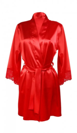 DKaren | Belinda | Rode Kimono Satijn | S- 2XL | uitlopende mouwen |