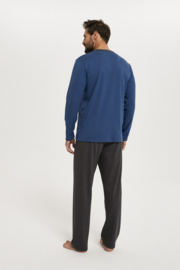 Italian Fashion Jansen- pyjama voor heren - 100% katoen, blauw/grijs