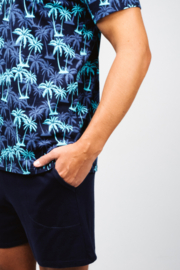 Heren korte pyjama | Italian Fashion Paleros | korte mouwen |  100%  katoen | marineblauw