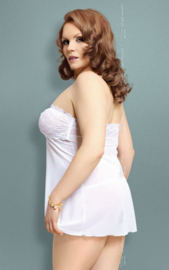 Sensuele chemise met vrouwelijk kant op de buste - verleidelijke strapless babydoll - Softline Tanya - wit
