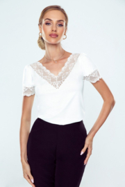 Eldar Akira stijvolle damesblouse met kant afwerking, ecru