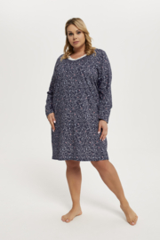 Italian Fashion Flora dames nachthemd lange mouwen- marineblauw