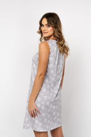 Italian Fashion | Maribell | katoenen dames  nachthemd | hart patroon | grijs
