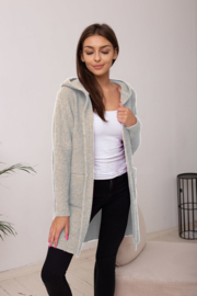 Zoja-Dik oversized vest van gebreide wolmix met capuchon- grijs