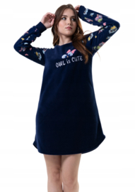 Warme fleece nachthemd voor dames van Vienetta-  marineblauw