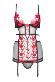 Beauty Night- Evangelina chemise - zwart/rood