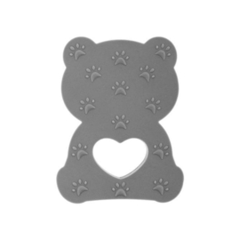 Akuku | Teddybeer | siliconen bijtring | hanger | grijs 0+ maanden