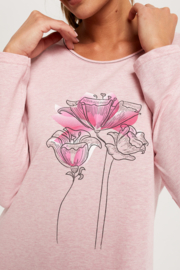 Italian Fashion Hoja dames nachthemd met lange  mouwen- roze
